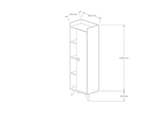 Hanah Home Badezimmersäule Boden H50xB31.8xH140cm Weiß