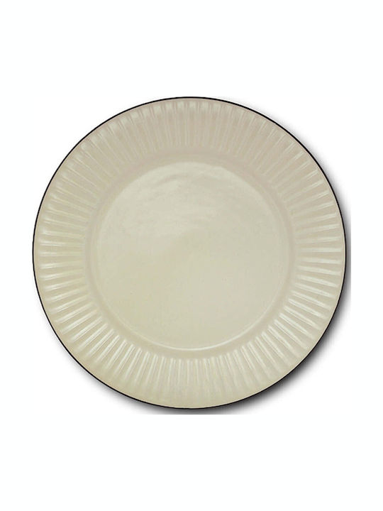 Nava Plate Shallow Ceramic Beige with Diameter 27cm