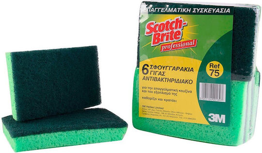 3M Ref 75 Σετ Σφουγγάρια Πράσινα 6τμχ