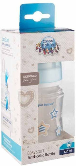 Canpol Babies Пластмасова Бебешка Бутилка Easystart За Колики с Силиконов Биберон за 0+ Месеца Синя 120мл
