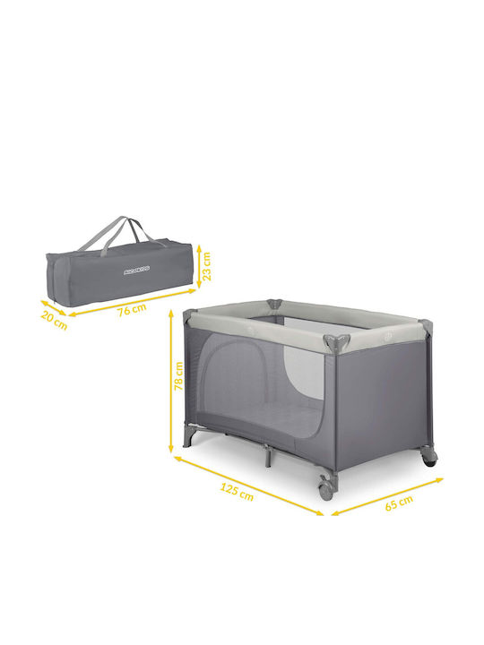 Ricokids RK-240 Παρκοκρέβατο με Στρώμα Γκρι 125x65cm