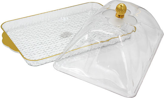 Keskor Tortieră Plastic cu Capac Auriu 46.5x28x16buc