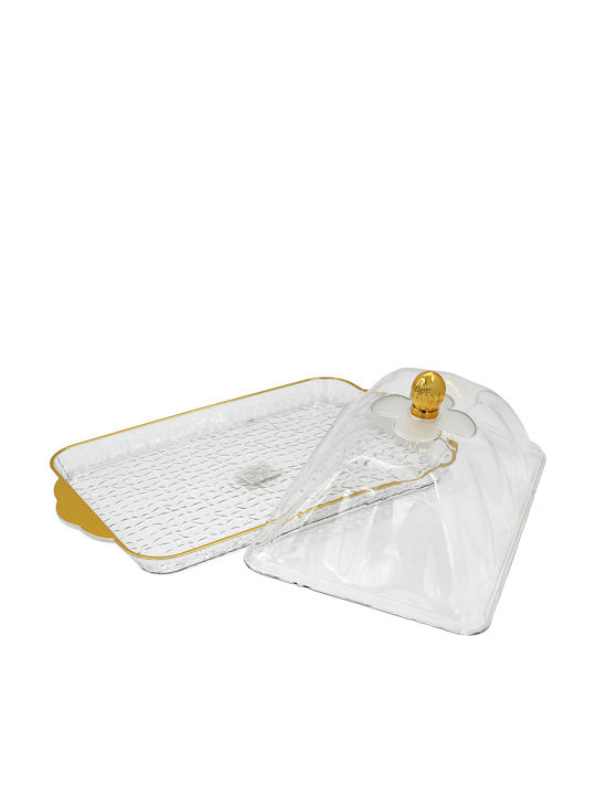 Keskor Τουρτιέρα Πλαστική με Καπάκι Χρυσή 42x25.5x14εκ.