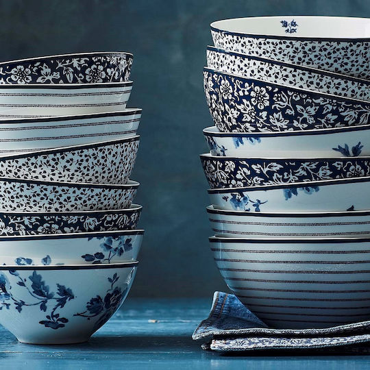 Laura Ashley Fine Bone China Μπωλ Σερβιρίσματος Δημητριακών Στρογγυλό από Πορσελάνη Sweet Alyssum Blueprint με Διάμετρο 13εκ.