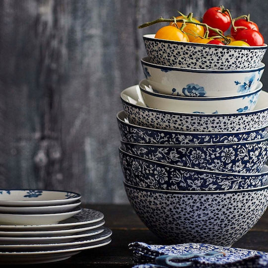 Laura Ashley Fine Bone China Μπωλ Σερβιρίσματος Δημητριακών Στρογγυλό από Πορσελάνη Sweet Alyssum Blueprint με Διάμετρο 13εκ.