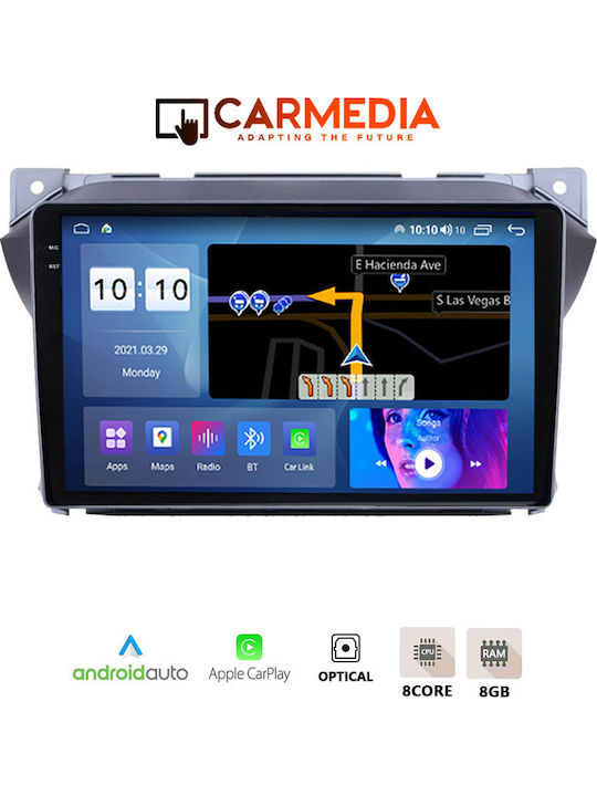 Carmedia Auto-Audiosystem für Suzuki Hoch Nissan Pixo 2009+ (Bluetooth/USB/AUX/WiFi/GPS/Apple-Carplay/Android-Auto) mit Touchscreen 9.5"