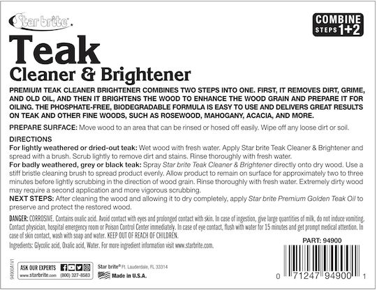 Star Brite One Step Teak Cleaner & Brightener Teak Cleaner & Polish 1L