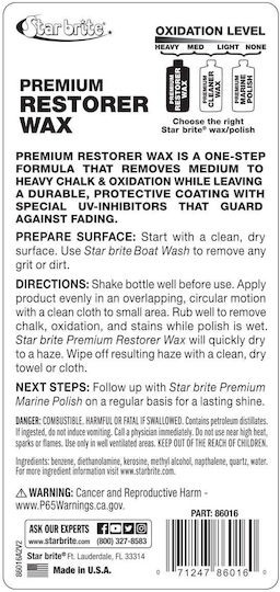 Star Brite Premium Restorer Wax Κερί Αποκατάστασης 500ml