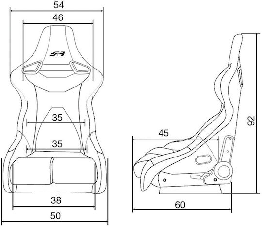 Simoni Racing Κάθισμα Αυτοκινήτου Οδηγού Bucket Μαύρο
