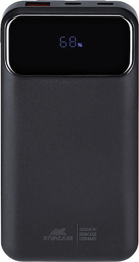 Rivacase VA2211 Power Bank 10000mAh 22.5W Cu Port De Ieșire USB-A Și Port De Ieșire USB-C Power Delivery Încărcare Rapidă Negru