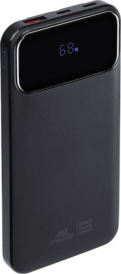 Rivacase VA2211 Power Bank 10000mAh 22.5W Cu Port De Ieșire USB-A Și Port De Ieșire USB-C Power Delivery Încărcare Rapidă Negru