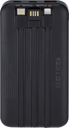 Rivacase VA2211 Power Bank 10000mAh 22.5W Cu Port De Ieșire USB-A Și Port De Ieșire USB-C Power Delivery Încărcare Rapidă Negru