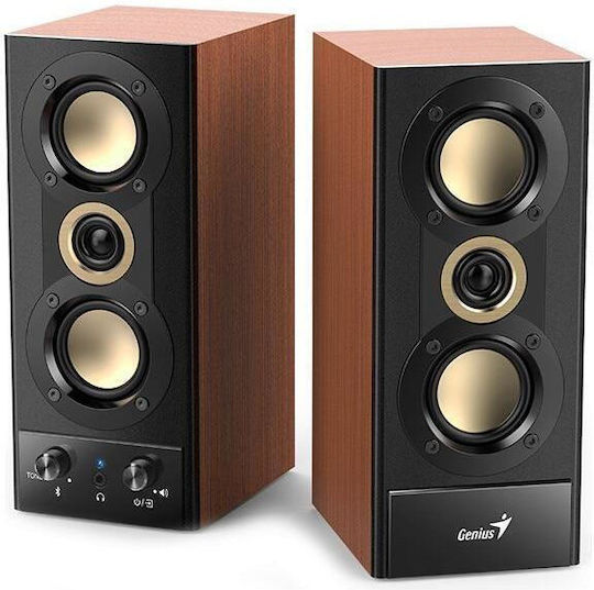 Genius HF800BT Ηχεία Υπολογιστή 2.0 με Bluetooth και Ισχύ 20W Καφέ