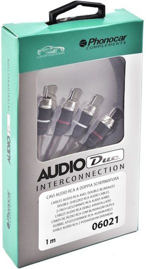 Phonocar 06.021 Καλωδιο Audio Διπλης Θωρακισης 1m