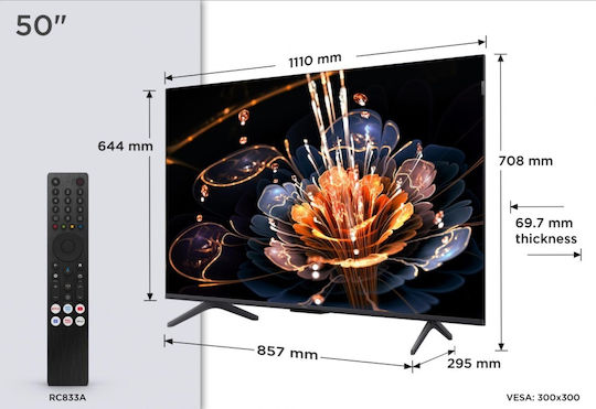 TCL Смарт Телевизор 50" 4K UHD Mini LED 50C61KS HDR (2025)