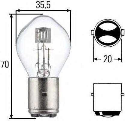 Hella Λάμπα Μοτοσυκλέτας S2 BA20D 12V 35W 1τμχ