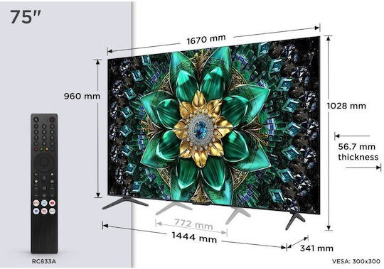 TCL Смарт Телевизор 75" 4K UHD Mini LED 75Q6C HDR (2025)