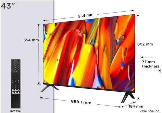 TCL Smart Τηλεόραση 43" Full HD QLED 43V5C HDR (2025)