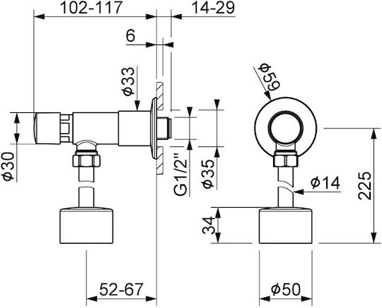 MCM Pressable External Flushometer Valve 9004