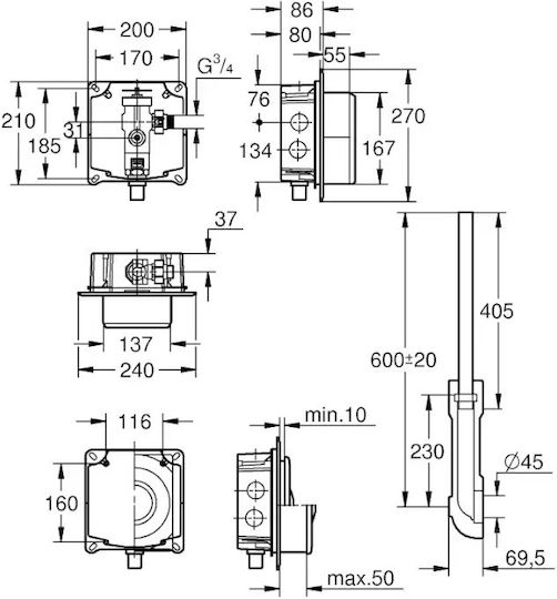 Grohe Pressable Built-in Flushometer Valve 3/4" 37153000