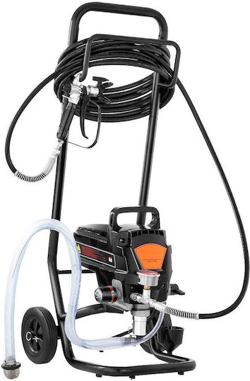 Pompa de vopsit pentru suprafețe mari, putere 950 W, 2 L/min, 207 bar, furtun de 15 m, cadru cu roți
