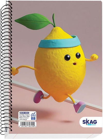 Skag Spiral Notebook Ruled B5 2 Subjects Neon Kidz 1pcs (Μiscellaneous colours)