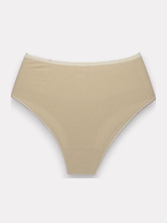 Βαμβακερά Висока талия Дамско Слип Мултипак с дантела Beige