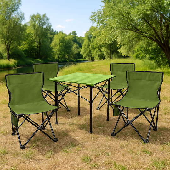 Royokamp Aluminum Table Set for Camping Foldable Green