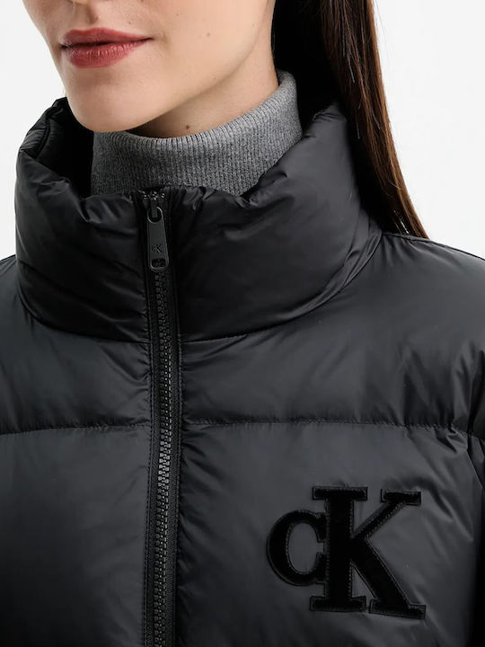 Κοντό Γυναικείο Puffer Μπουφάν για Χειμώνα Black
