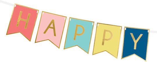 PartyDeco Happy Birthday Girlande für Party 15cm