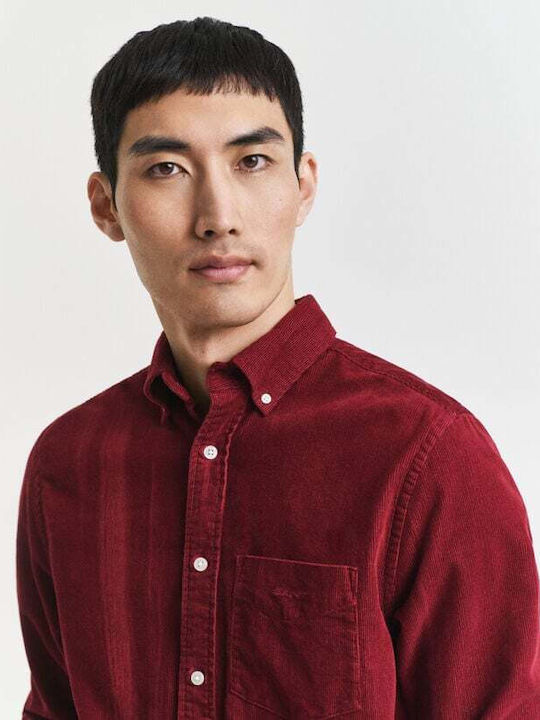 Long-sleeved Corduroy Shirt Bordeaux