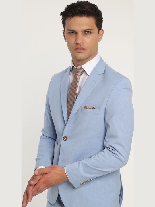 Summer Men's Groom's Suit with Slim Fit Light Blue