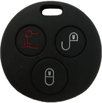 Silicone Car Key Cover Case with 3 Buttons for Smart Black