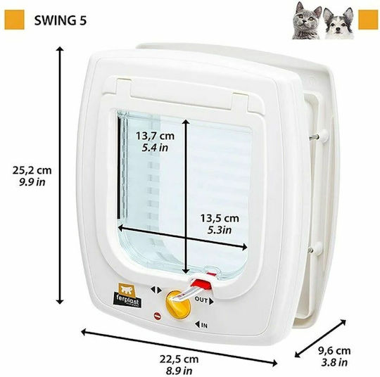 Ferplast Swing 5 Door Dog made of Plastic in Gray Color 22.5 x 25.2 x 25.2cm