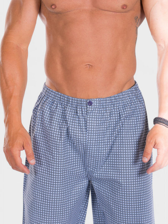 Herrenpyjamas Klassisch Knöpfe Taschen Hellblau Collection Cl26101-6-Hellblau