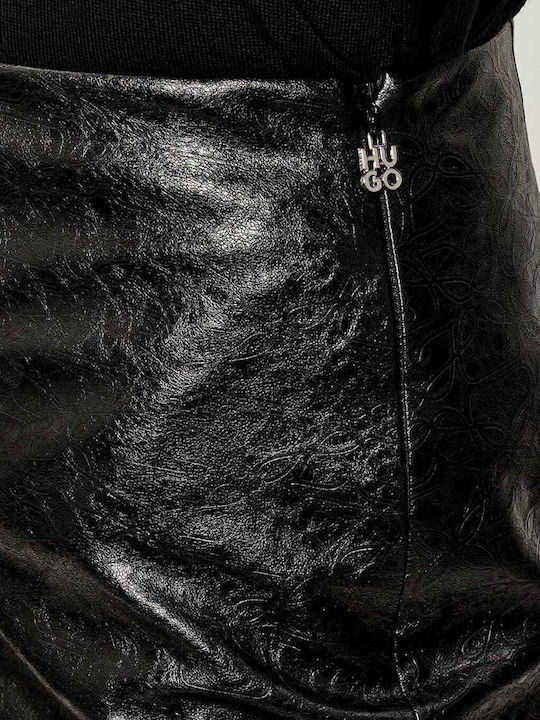 Leather Midi Skirt Dark Black