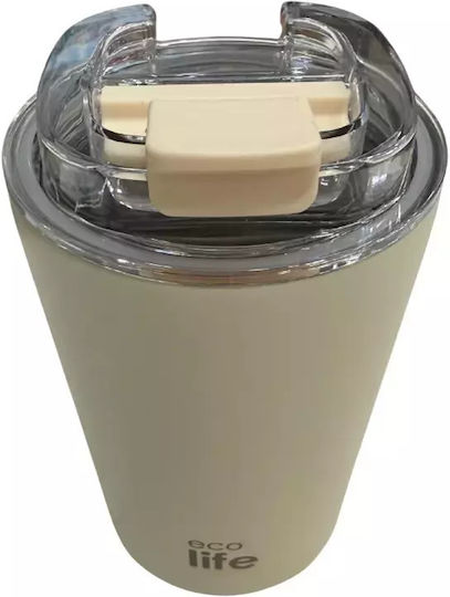 Ecolife Glass Thermos Stainless Steel / Aluminum / Plastic BPA Free 360ml Pure Cream