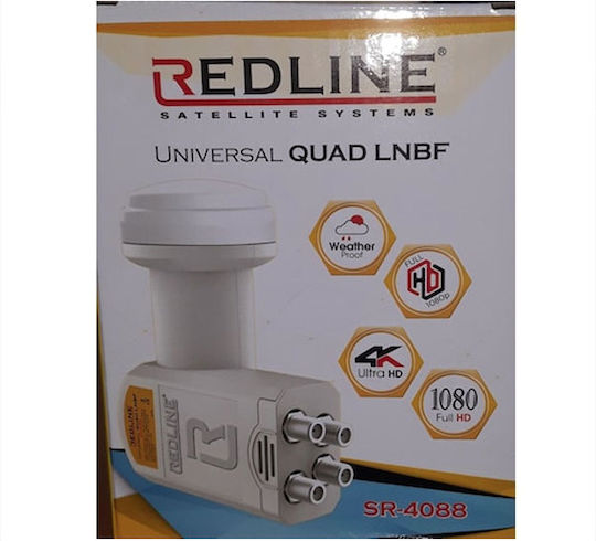 Redline Quad LNB Quad (4 Ausgängen) mit Geräuscharmer Verstärker 0.1dB