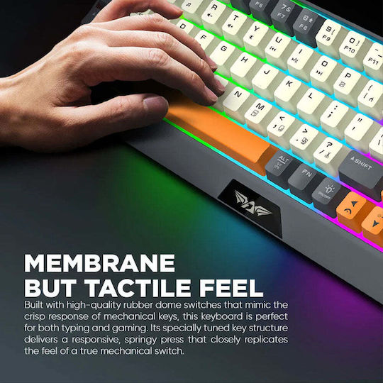Armaggeddon MM-852R Fără fir Set Gaming Tastatură cu Taste Iluminate & Mouse (Engleză US) Stealth Grey Orange