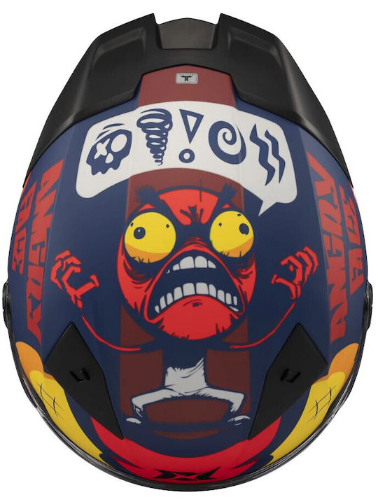 Axxis Fenix Angry face C5 Black/Red Mat Κράνος Μηχανής Full Face DOT / ECE 22.06 με Sunvisor