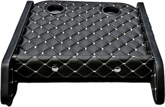 Idealstore Table 2 Cup Holders Black Faux Leather Gray Stitching Compatible Volkswagen T5 2003->