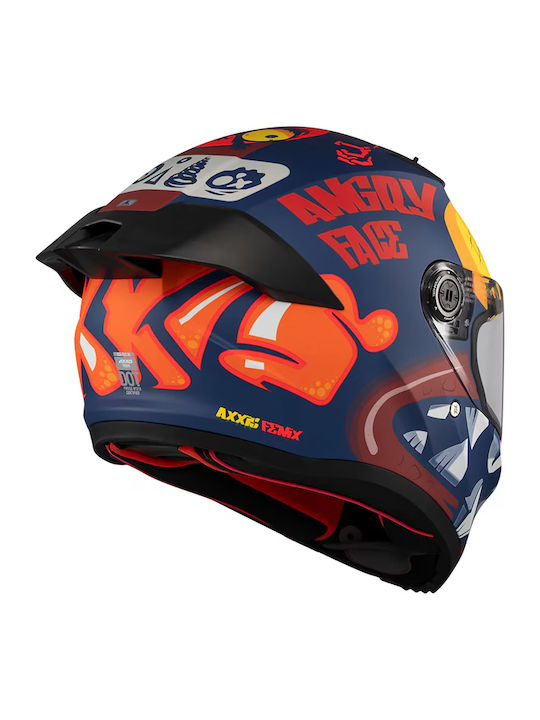 Axxis Fenix Angry face C5 Black/Red Mat Κράνος Μηχανής Full Face DOT / ECE 22.06 με Sunvisor