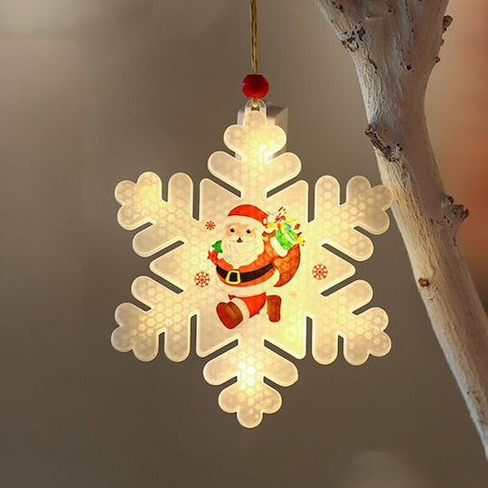 Masterled Iluminată De Crăciun Plastică Figurină Fulg Albă Lungime 11.5cm.