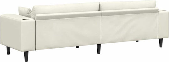 Vier Sitzer Samt Sofa Creme mit Dekokissen 250x77x76cm