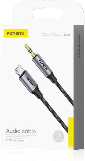 Foneng USB 2.0 Kabel USB-C männlich - 3.5mm Schwarz 1m