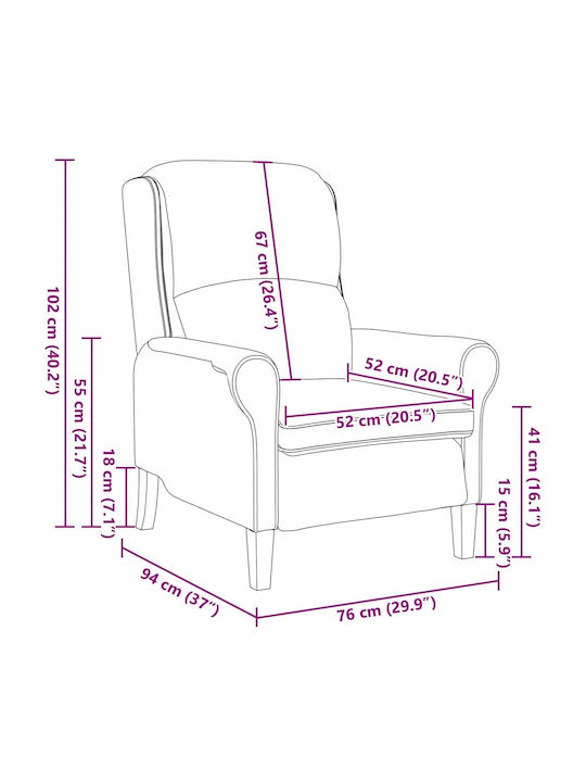 Ohrensessel Samt Bordeaux 76x94x102cm