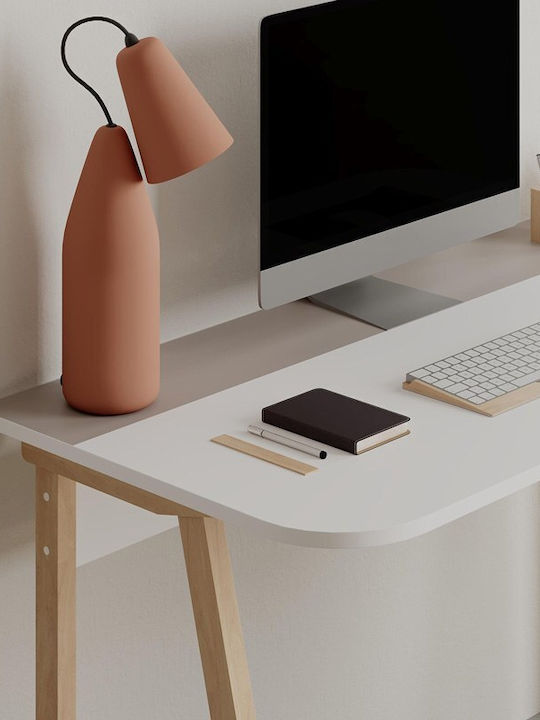 Desk Malia Wooden Λευκό-μόκα, Φυσική Απόχρωση 120x60.5x75cm
