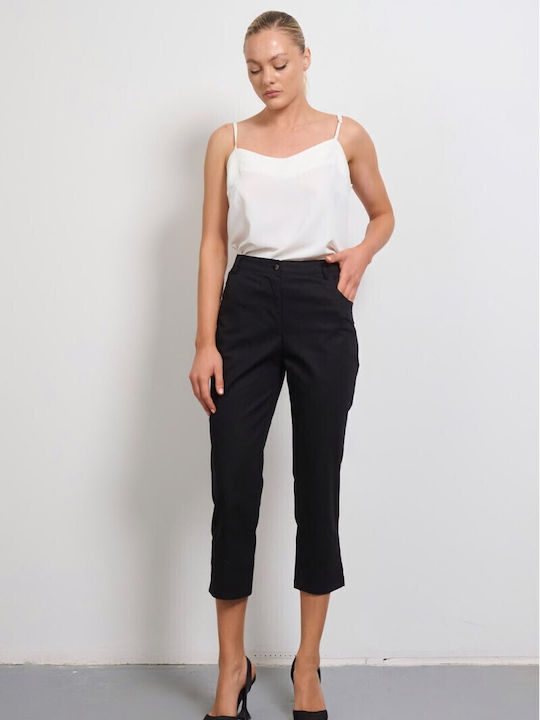 Dama Tesatura Capri Pantaloni Black