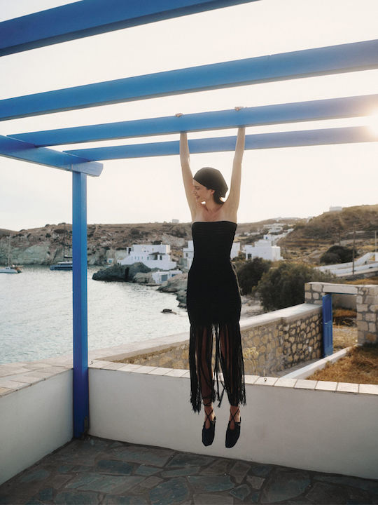 Καλοκαιρινό Maxi Βραδινό Φόρεμα Strapless Μαύρο