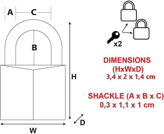 Master Lock Aluminum Padlock Brass with Key 20mm 1pcs